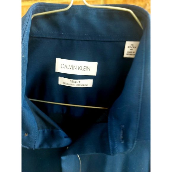 Calvin Klein Men's Dress Shirt Regular Fit Non Iro -Med $75 For Less Make Offers - Picture 3 of 10